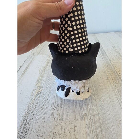 Cat clown statue Halloween figurine black polka dot unique shabby chic vintage s - Picture 5 of 8